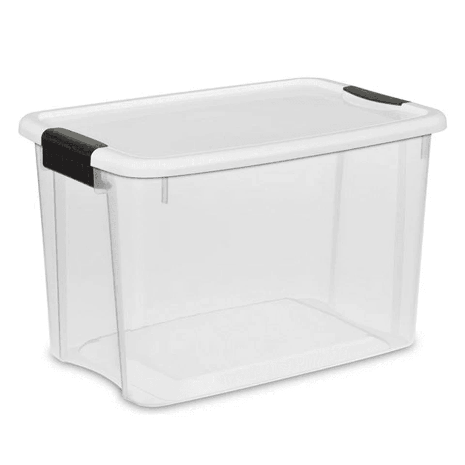Sterilite 30 Clear Plastic Stackable Storage Bin Latch Lid White Durable Home  Garage Organization  8