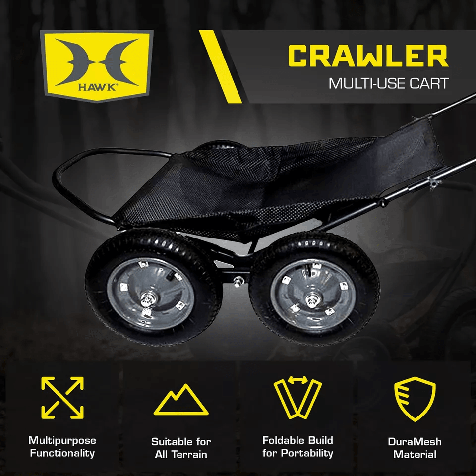 Hawk Crawler MultiUse Folding Cart  500lb Capacity Hunting  Fishing Gear Hauler  AllTerrain Black 1