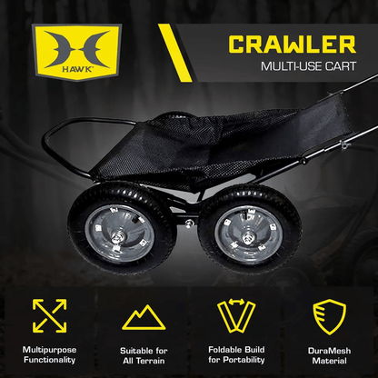Hawk Crawler MultiUse Folding Cart  500lb Capacity Hunting  Fishing Gear Hauler  AllTerrain Black 1