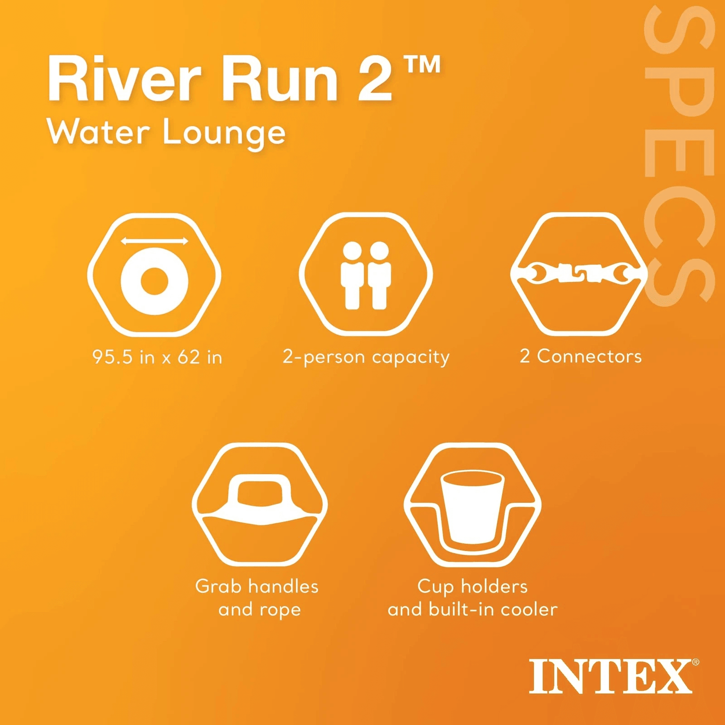 Intex River Run Inflatable Tube Raft Float With Cooler Lake  Pool Lounge With Backrests Mesh Bottom 5