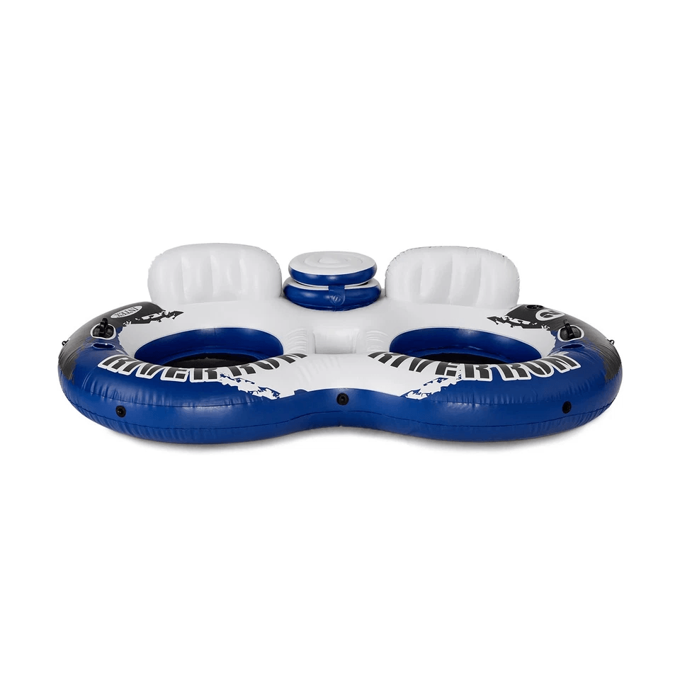 Intex River Run Inflatable Tube Raft Float With Cooler Lake  Pool Lounge With Backrests Mesh Bottom 9