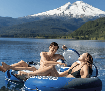 Intex River Run Inflatable Tube Raft Float With Cooler Lake  Pool Lounge With Backrests Mesh Bottom 1