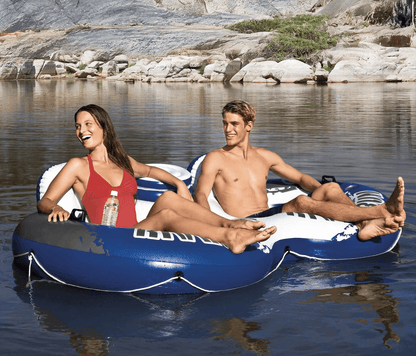 Intex River Run Inflatable Tube Raft Float With Cooler Lake  Pool Lounge With Backrests Mesh Bottom 2