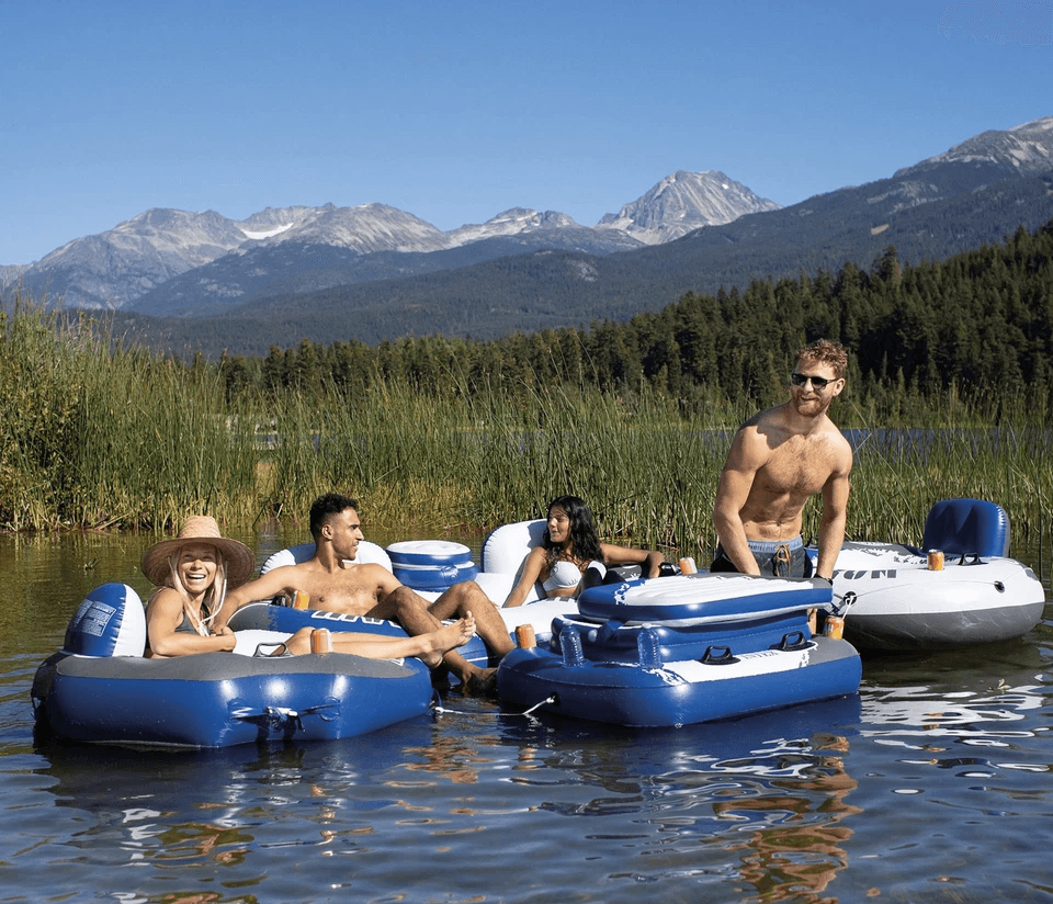 Intex River Run Inflatable Tube Raft Float With Cooler Lake  Pool Lounge With Backrests Mesh Bottom 3