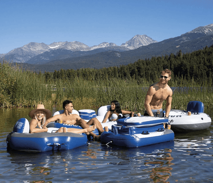 Intex River Run Inflatable Tube Raft Float With Cooler Lake  Pool Lounge With Backrests Mesh Bottom 3