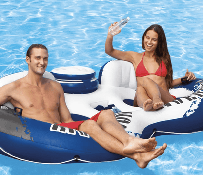Intex River Run Inflatable Tube Raft Float With Cooler Lake  Pool Lounge With Backrests Mesh Bottom 4