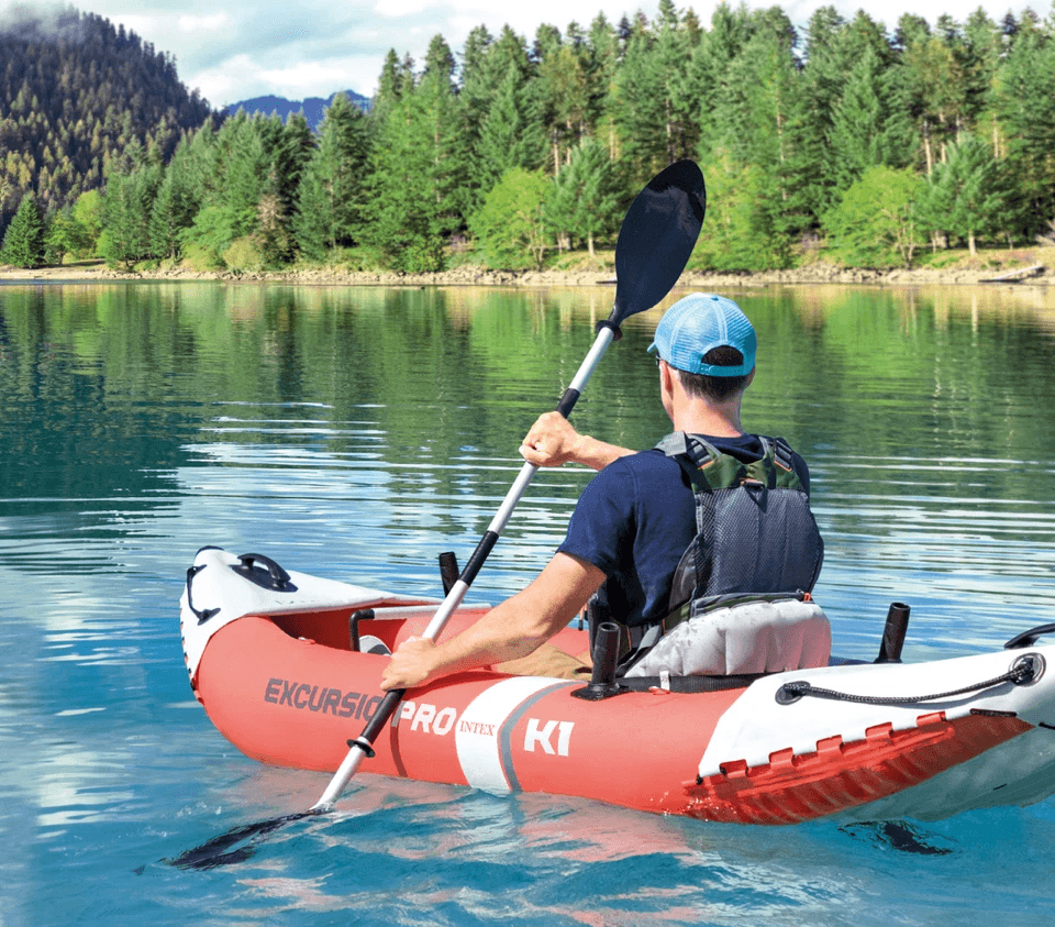 Intex Excursion Pro Inflatable Kayak Fishing Kayak With Oars Pump  Rod Holders Portable Vinyl Boat  2