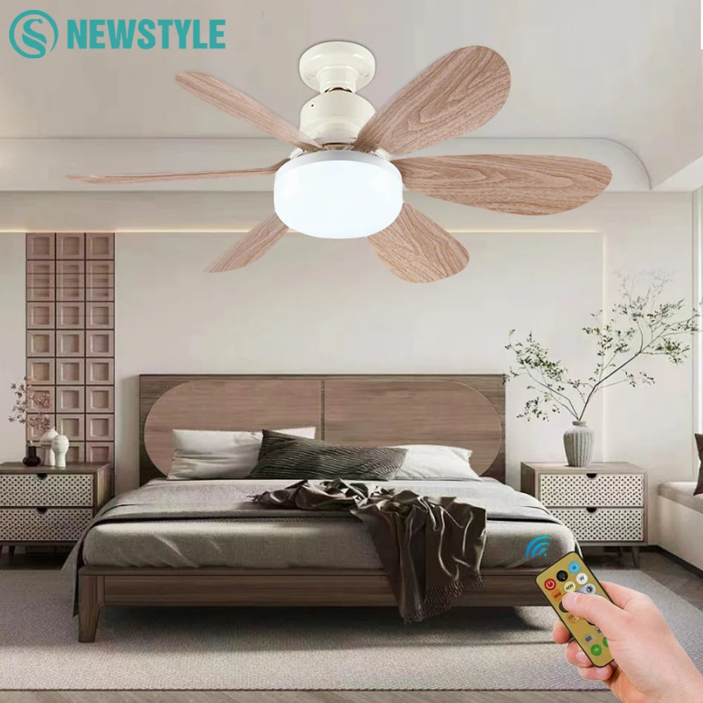 Smart LED Ceiling Fan Light, E26 E27 Base 20–40W with Wireless Remote and 3 Lighting Modes for Living Room & Home