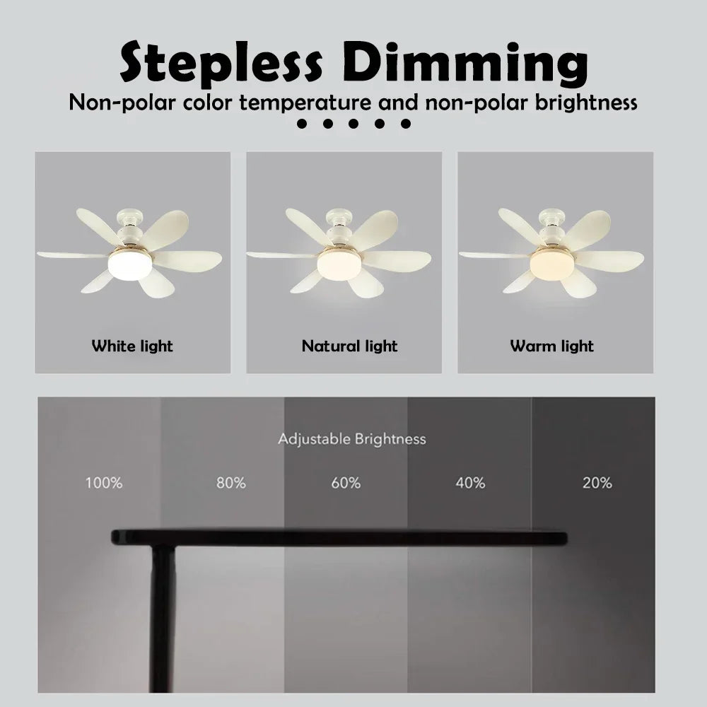 Smart LED Ceiling Fan Light E26 E27 Base 2040W with Wireless Remote and 3 Lighting Modes for Livin