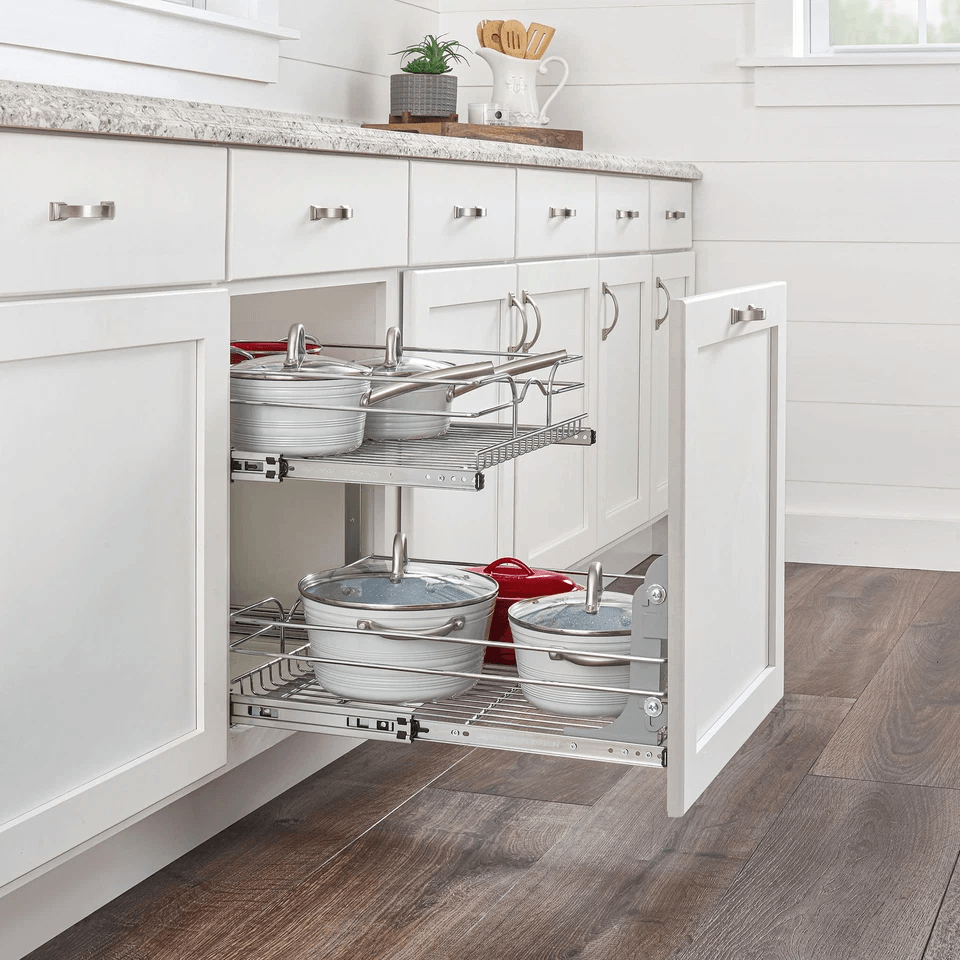 RevAShelf 5WB22122CR1 2Tier PullOut Cabinet Organizer  21x22 Inch HeavyDuty Chrome Wire Shelf 1