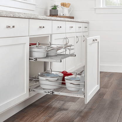 RevAShelf 5WB22122CR1 2Tier PullOut Cabinet Organizer  21x22 Inch HeavyDuty Chrome Wire Shelf 1