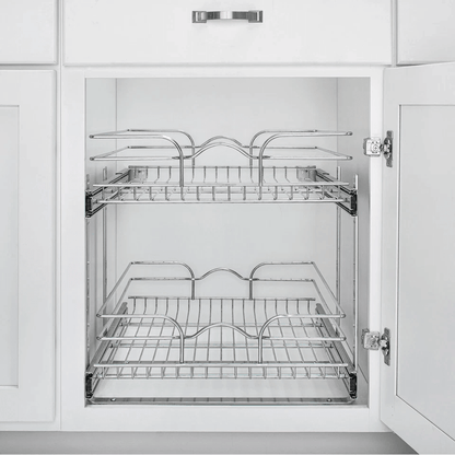 RevAShelf 5WB22122CR1 2Tier PullOut Cabinet Organizer  21x22 Inch HeavyDuty Chrome Wire Shelf 2