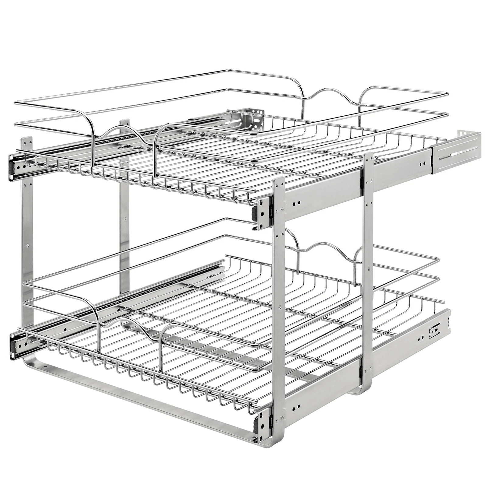 RevAShelf 5WB22122CR1 2Tier PullOut Cabinet Organizer  21x22 Inch HeavyDuty Chrome Wire Shelf 6