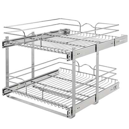 RevAShelf 5WB22122CR1 2Tier PullOut Cabinet Organizer  21x22 Inch HeavyDuty Chrome Wire Shelf 6