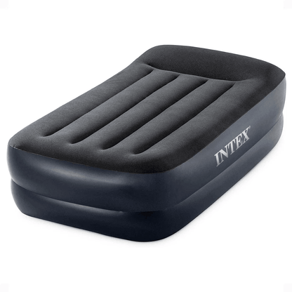 Intex Dura Beam Plus Pillow Raised Airbed Mattress with Built-In Pump, Twin Size Inflatable Bed for Guest, Travel & Home