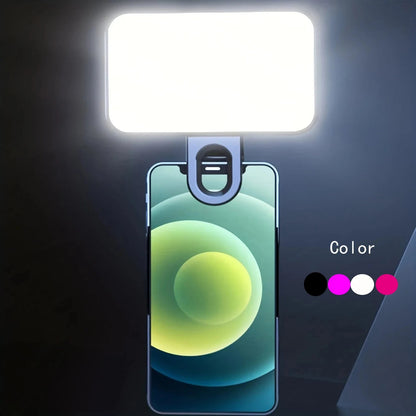 Rechargeable Mini Selfie Fill Light, 3 Modes Adjustable Brightness Clip-On for Smartphones, Laptops & Tablets
