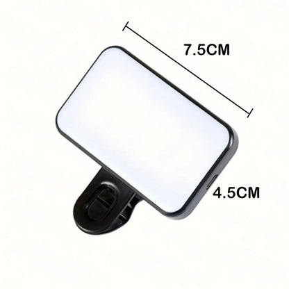 Rechargeable Mini Selfie Fill Light 3 Modes Adjustable Brightness ClipOn for Smartphones Laptops