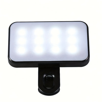Rechargeable Mini Selfie Fill Light 3 Modes Adjustable Brightness ClipOn for Smartphones Laptops