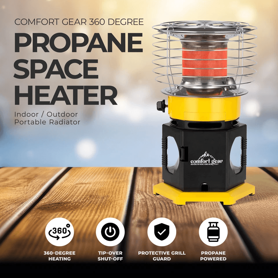 Comfort Gear 360 Propane Space Heater  18000 BTU IndoorOutdoor Portable Radiator With Safety Featur 1
