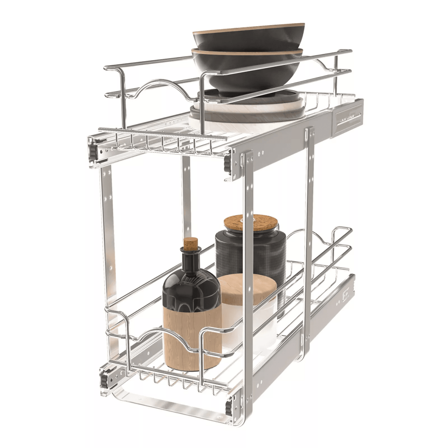 Rev-A-Shelf Kitchen Cabinet Pullout Shelf Organizer, Bottom Mount Slide-Out Storage Rack for Pots, Pans, and Kitchen