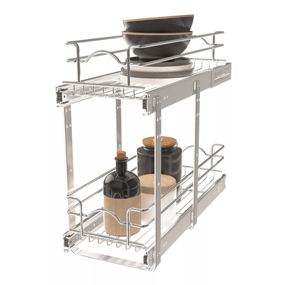 Rev-A-Shelf Kitchen Cabinet Pullout Shelf Organizer, Bottom Mount Slide-Out Storage Rack for Pots, Pans, and Kitchen