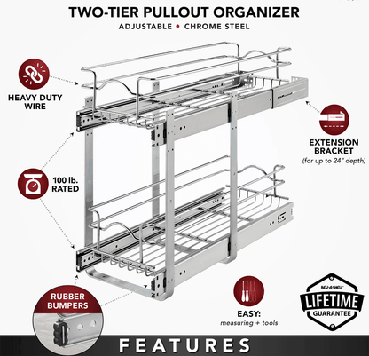 RevAShelf Kitchen Cabinet Pullout Shelf Organizer Bottom Mount SlideOut Storage Rack For Pots Pans  9