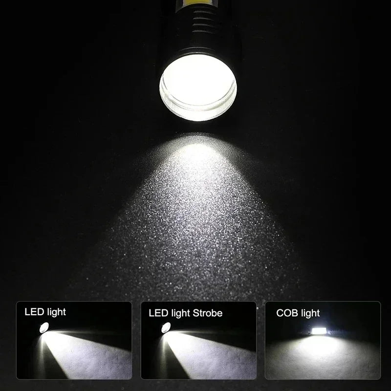 Mini Portable Zoomable Flashlight USB Rechargeable Small Torch for Outdoor Camping Fishing  Emerg