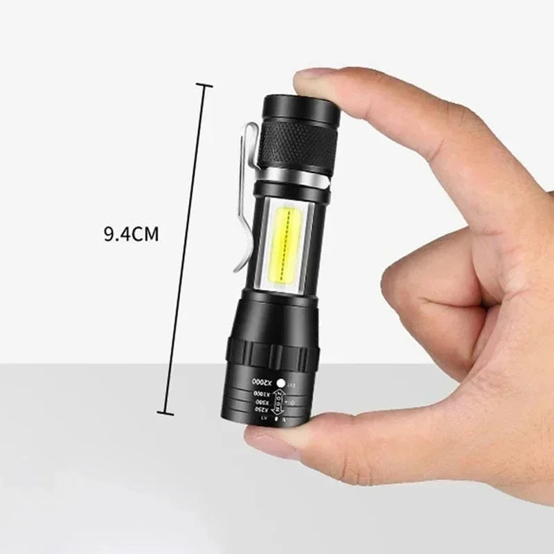 Mini Portable Zoomable Flashlight USB Rechargeable Small Torch for Outdoor Camping Fishing  Emerg