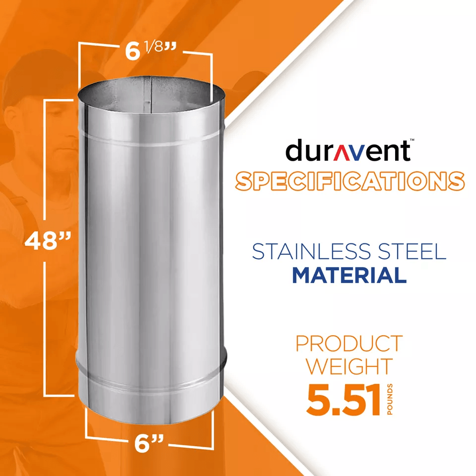 DuraBlack Stainless Steel Single Wall Stove Pipe HighQuality Wood Stove Vent Connector 4