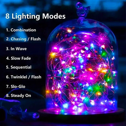 Solar Garden Fairy Lights 8 Modes Waterproof String Lights for Patio Trees  Christmas Decorations