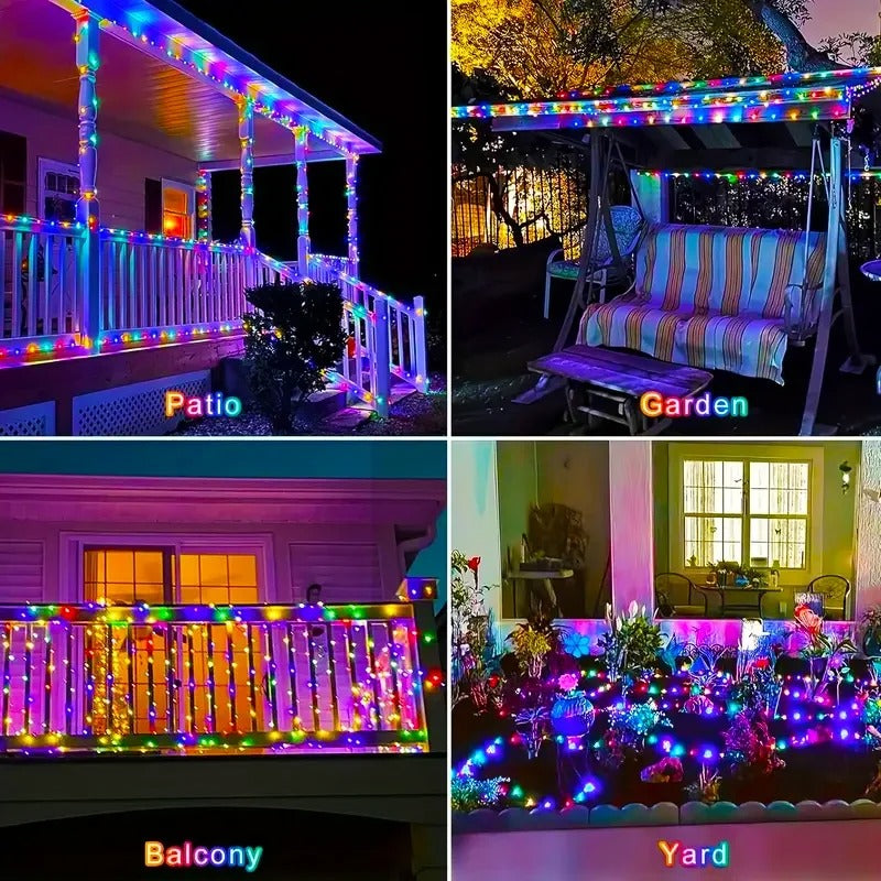 Solar Garden Fairy Lights 8 Modes Waterproof String Lights for Patio Trees  Christmas Decorations