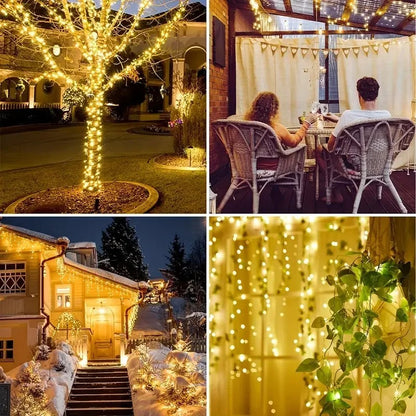 Solar Garden Fairy Lights 8 Modes Waterproof String Lights for Patio Trees  Christmas Decorations