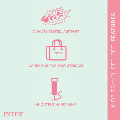 Intex Kids Travel Air Mattress Inflatable Bed With Raised Sides  Hand Pump Portable Toddler Sleep S 5