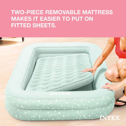 Intex Kids Travel Air Mattress Inflatable Bed With Raised Sides  Hand Pump Portable Toddler Sleep S 4