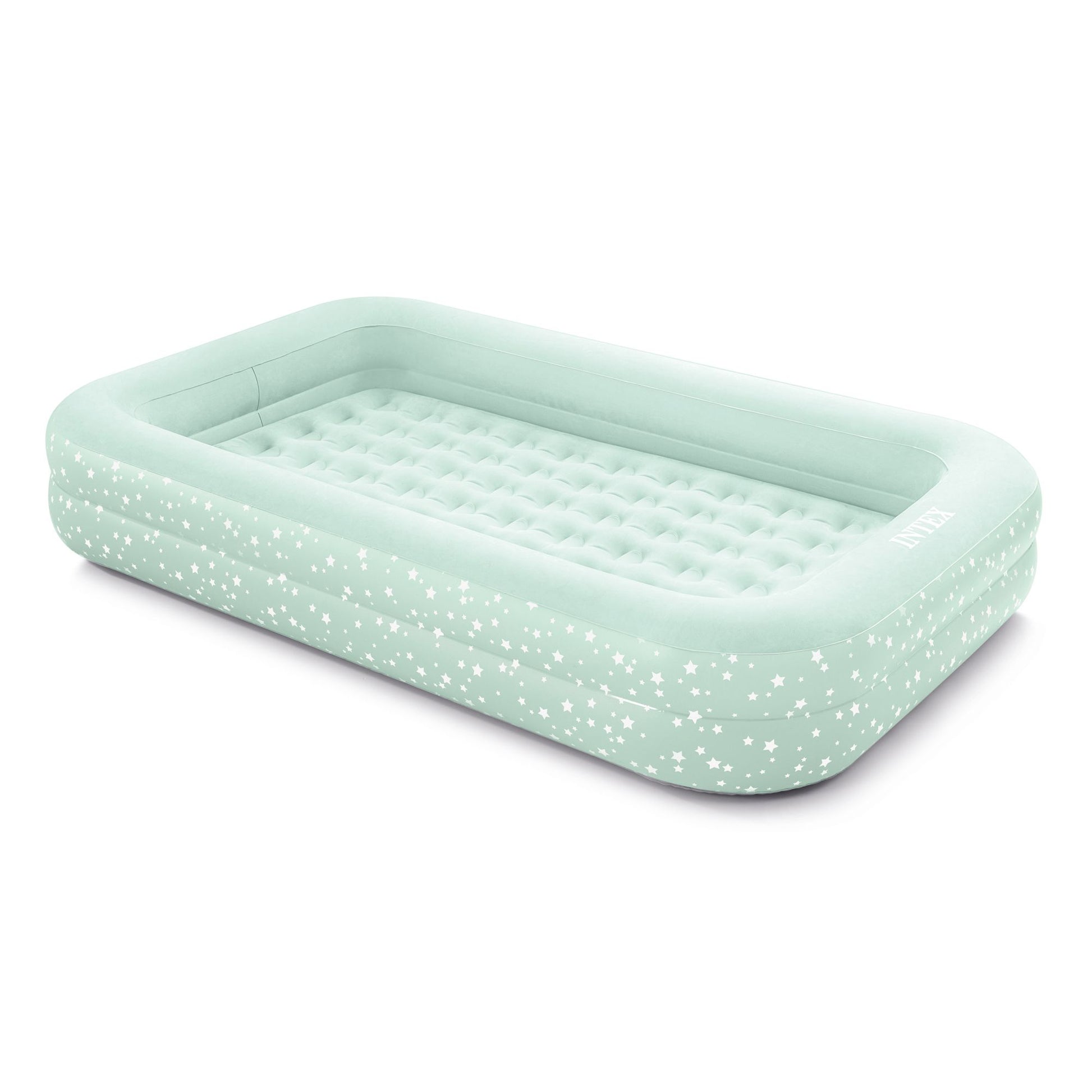 Intex Kids Travel Air Mattress Inflatable Bed With Raised Sides  Hand Pump Portable Toddler Sleep S 1