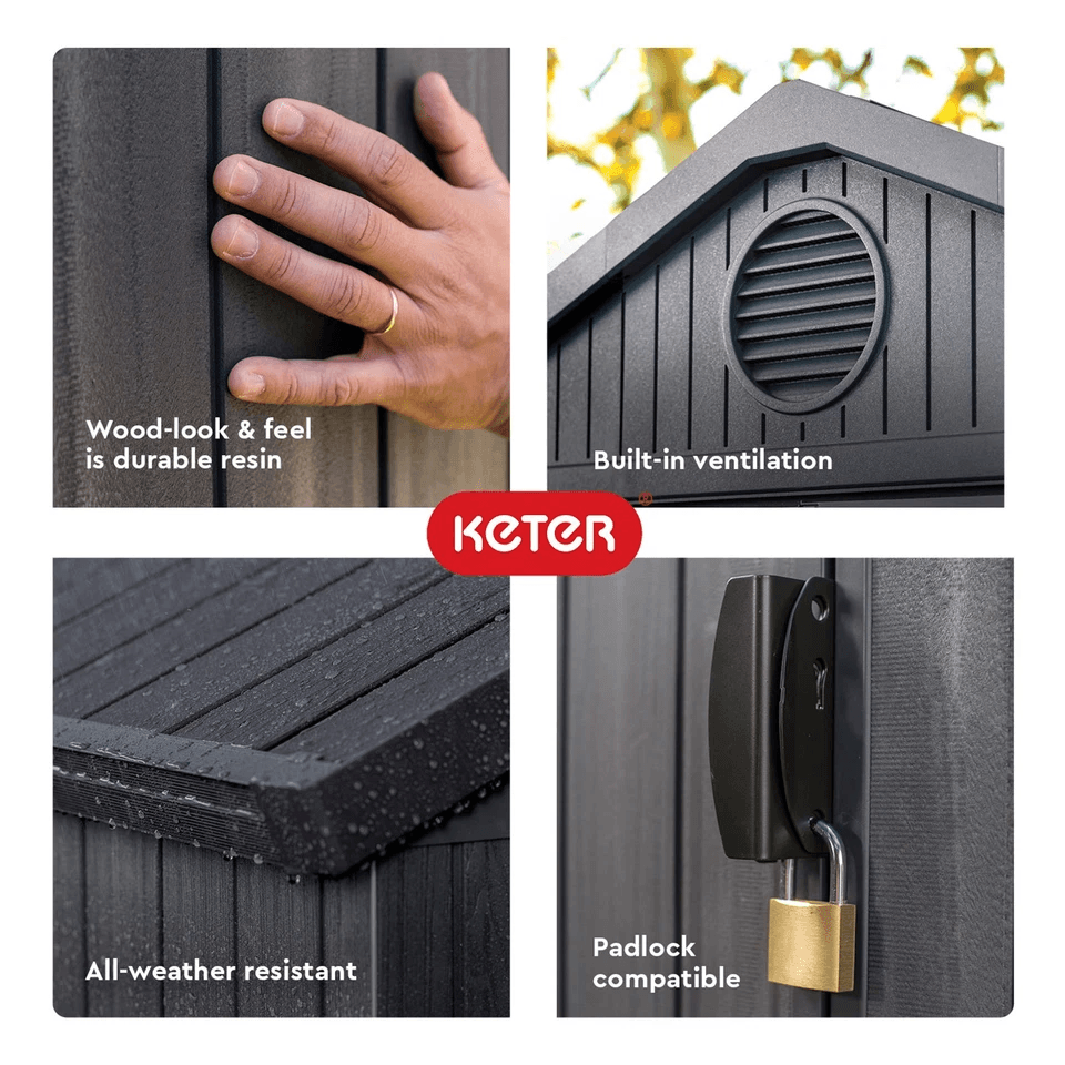 Outdoor Garden Tool Storage Shed With Window WeatherResistant Resin Graphite Gray 2