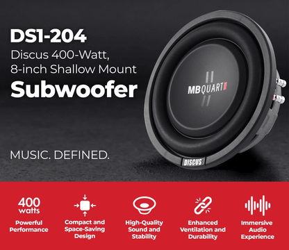MB Quart Shallow Slim DVC Ohm Car Sub Single Speaker LowProfile Subwoofer With Deep Bass  Durable B