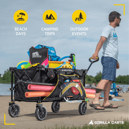 Gorilla Carts 7 Cu Ft Collapsible Outdoor Utility Wagon Oversize Bed Black  HeavyDuty Folding Garde 2