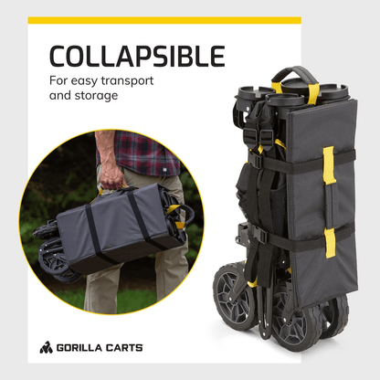 Gorilla Carts 7 Cu Ft Collapsible Outdoor Utility Wagon Oversize Bed Black  HeavyDuty Folding Garde 4
