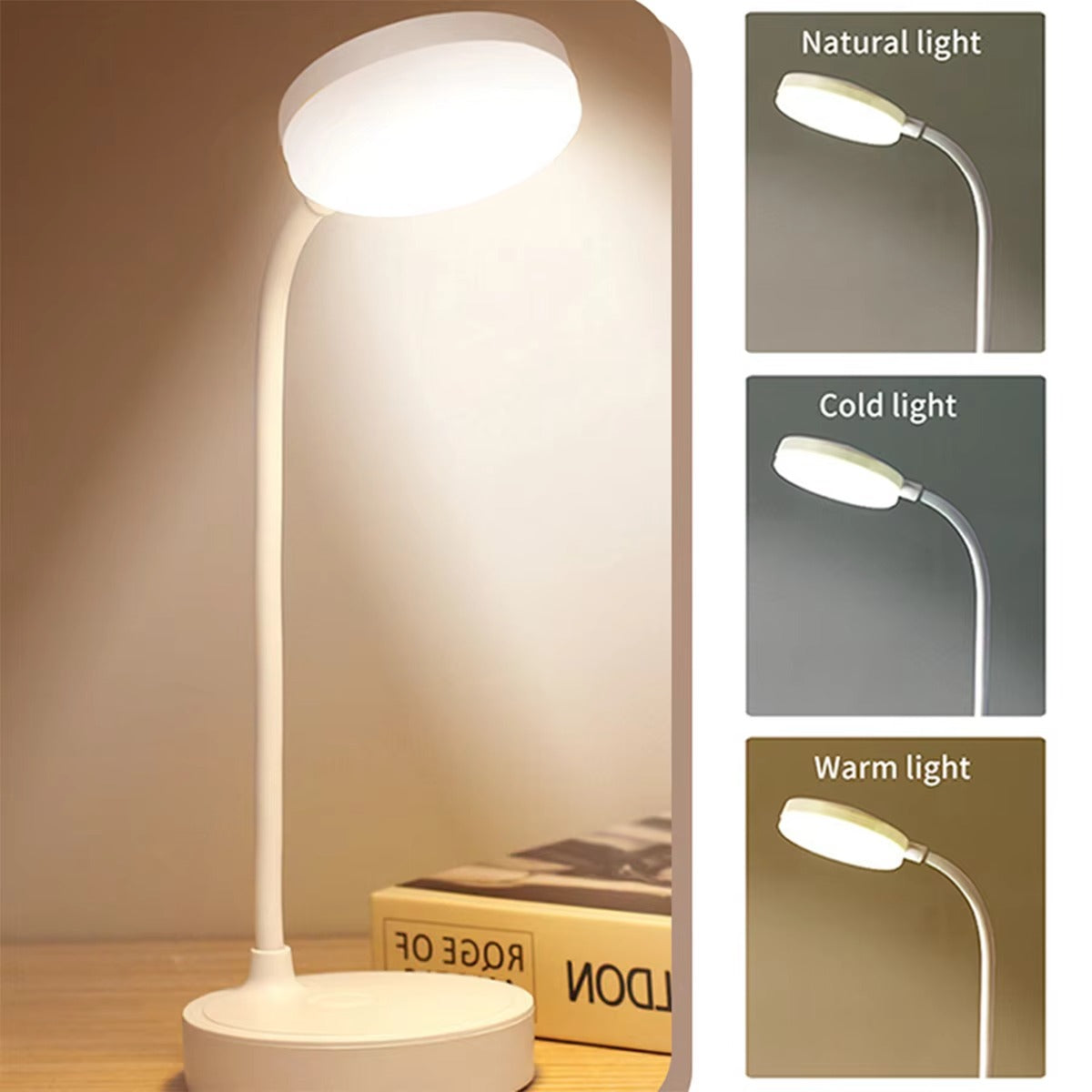 Portable LED Desk Lamp USB Plugin Table Light with 3 Color Stepless Dimming  Eye Protection for B