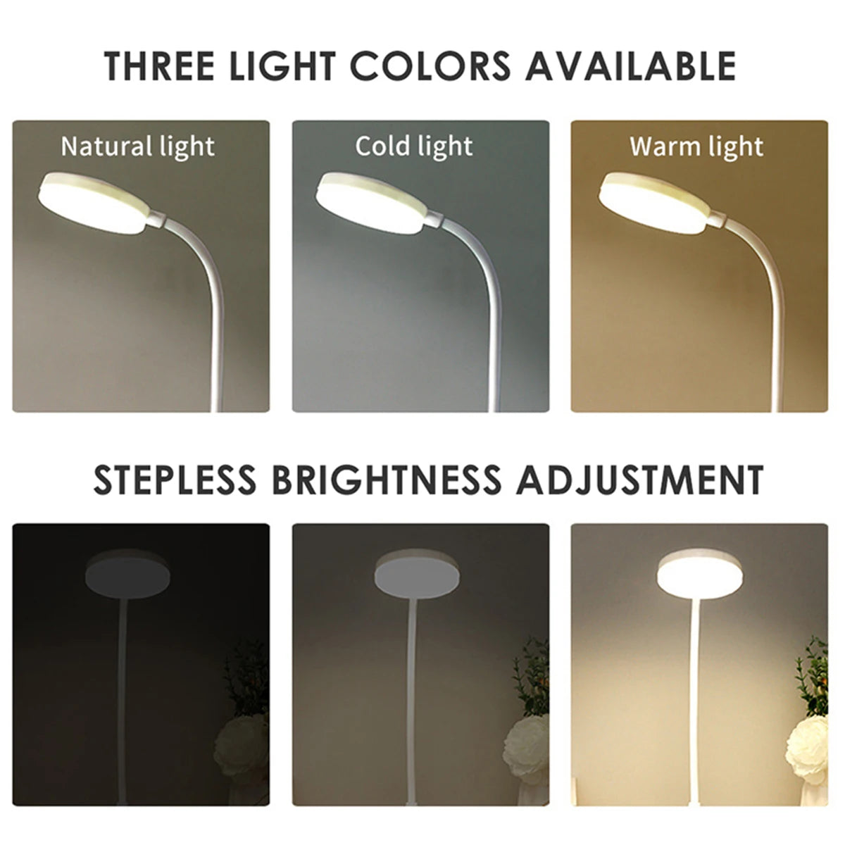 Portable LED Desk Lamp USB Plugin Table Light with 3 Color Stepless Dimming  Eye Protection for B
