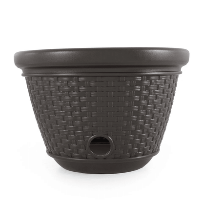 Suncast Resin Wicker Garden Water Hose Caddy Storage Holder Pot Java Outdoor Decorative Hose Organi 9