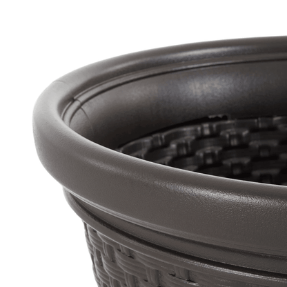 Suncast Resin Wicker Garden Water Hose Caddy Storage Holder Pot Java Outdoor Decorative Hose Organi 7