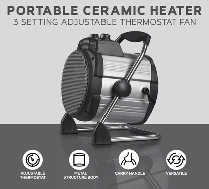 Geneva Industrial Portable Ceramic Heater With Setting Adjustable Thermostat Fan Compact Electric S 1