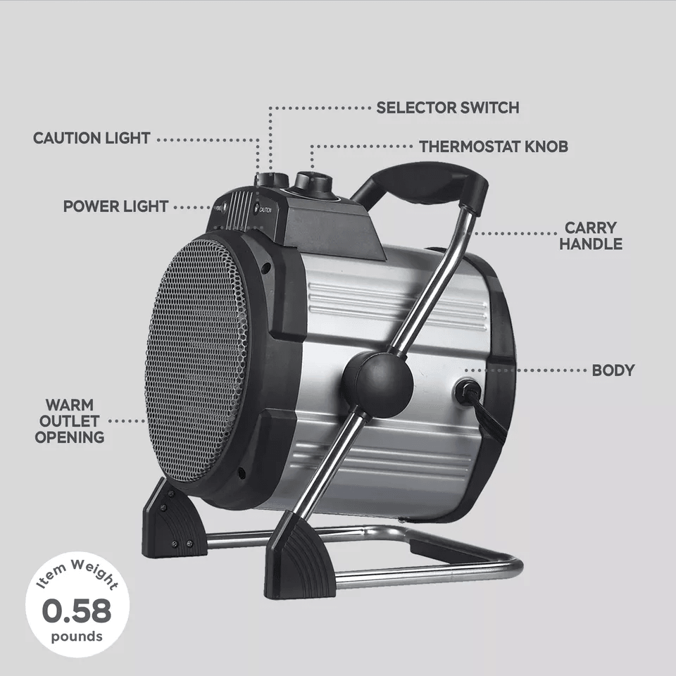 Geneva Industrial Portable Ceramic Heater With Setting Adjustable Thermostat Fan Compact Electric S 5