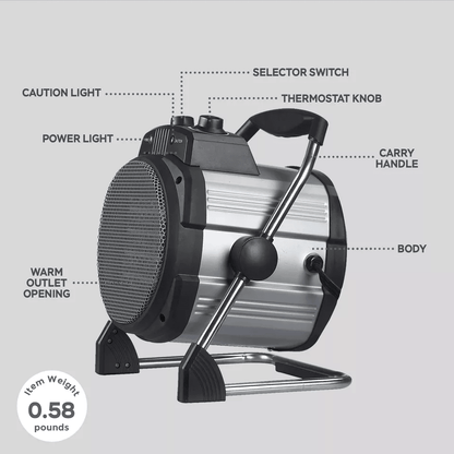 Geneva Industrial Portable Ceramic Heater With Setting Adjustable Thermostat Fan Compact Electric S 5