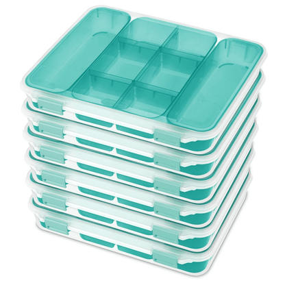 Stackable Divided Plastic Storage Containers with Lids, Ideal for Crafting, Hardware, and Home Organization