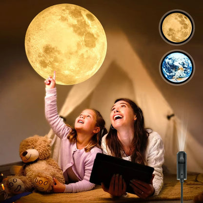 USB Planet Projection Night Light Earth  Moon Ceiling Atmosphere Lamp for Kids Bedroom Wall Decor