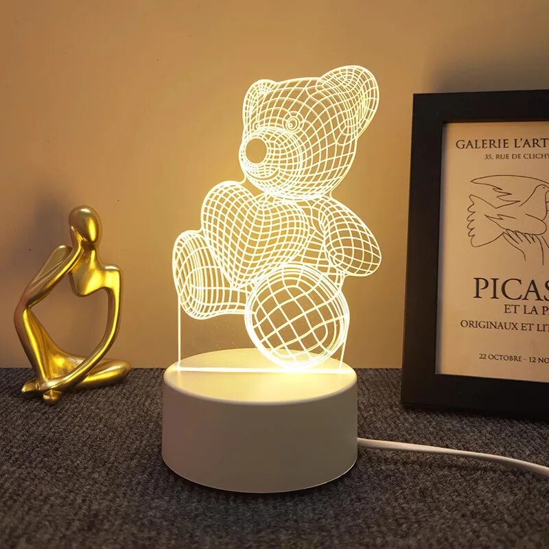 Atmosphere Lighting Small Table Lamp Cute Cartoon Bedside Night Light for Children Girls  Best Fr