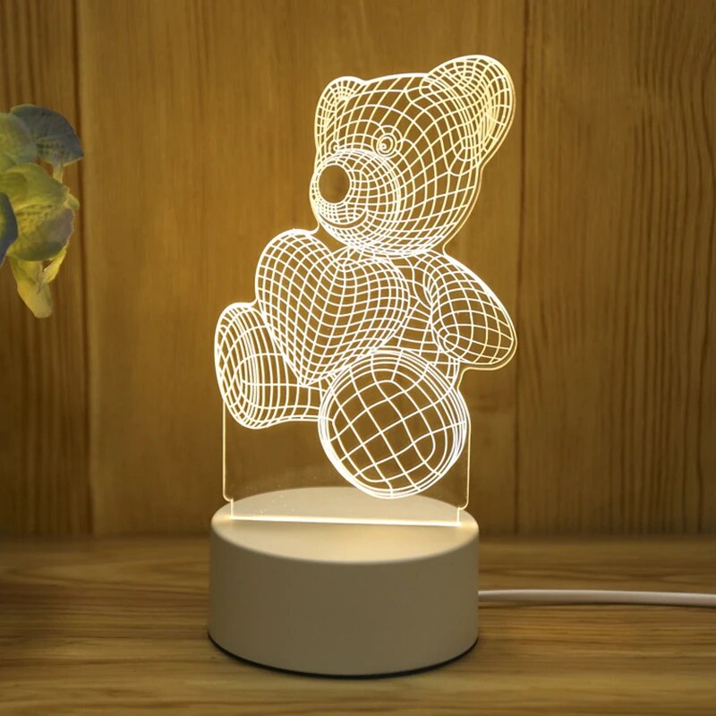 Atmosphere Lighting Small Table Lamp, Cute Cartoon Bedside Night Light for Children, Girls & Best Friends